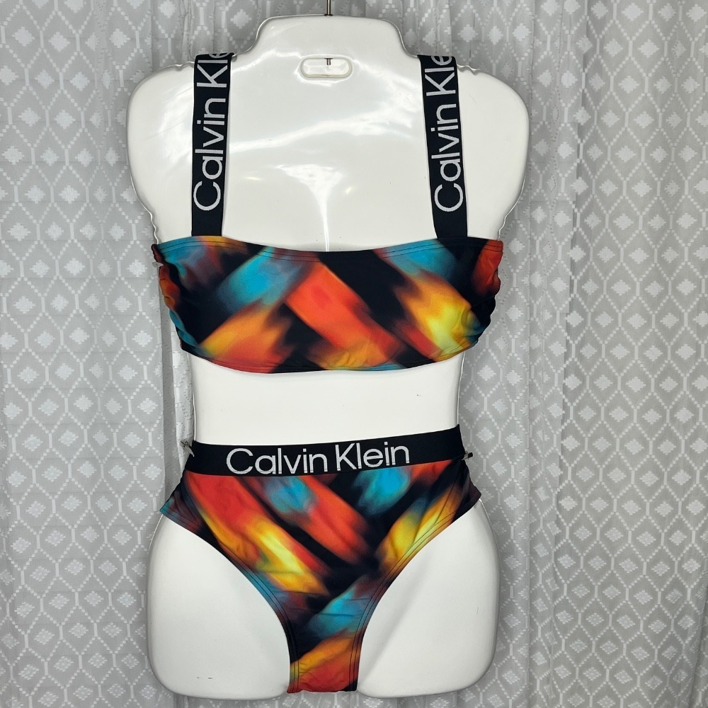 Calvin Klein Women's High Waisted Elastic Logo Sporty Bikini Set Size S / L